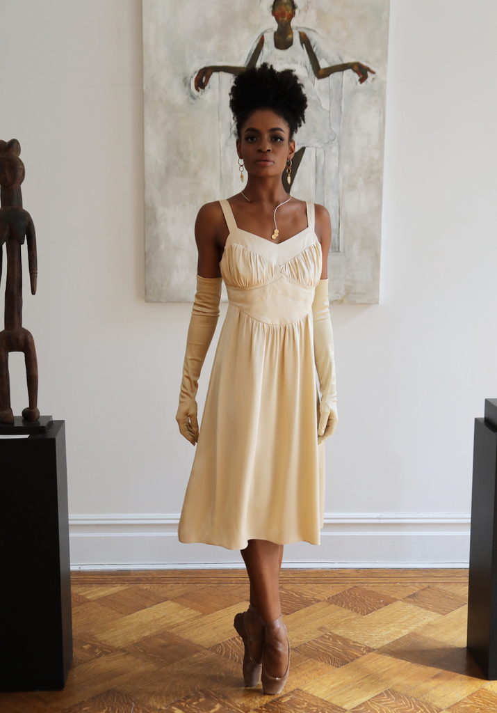 silk on your dress Ivory Double Layered Silk Dress